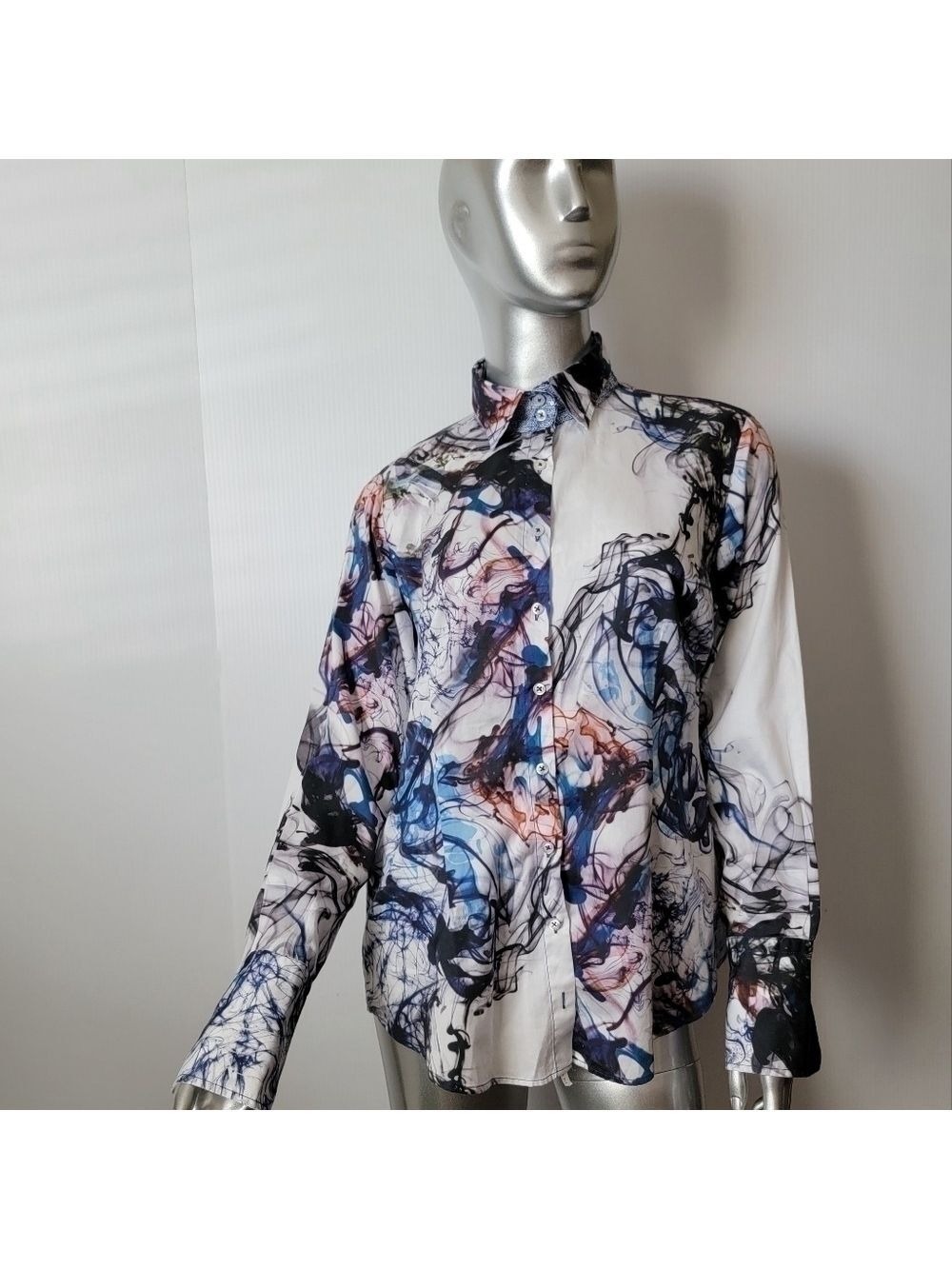 Georg Roth Los Angeles White Abstract Print Shirt Small